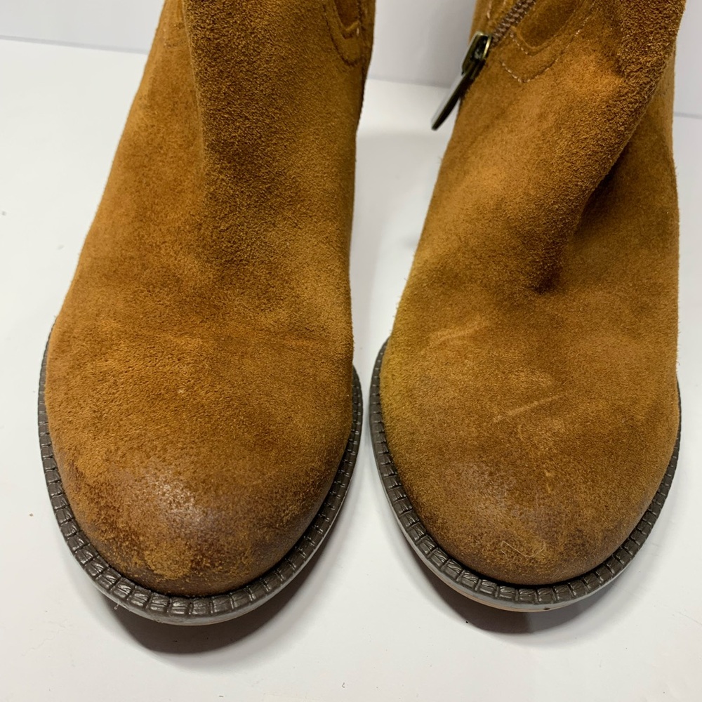 Franco Sarto Elnora Tall Suede Over The Knee Boots Brown Boho Fringe Size 7.5 M - Picture 6 of 15